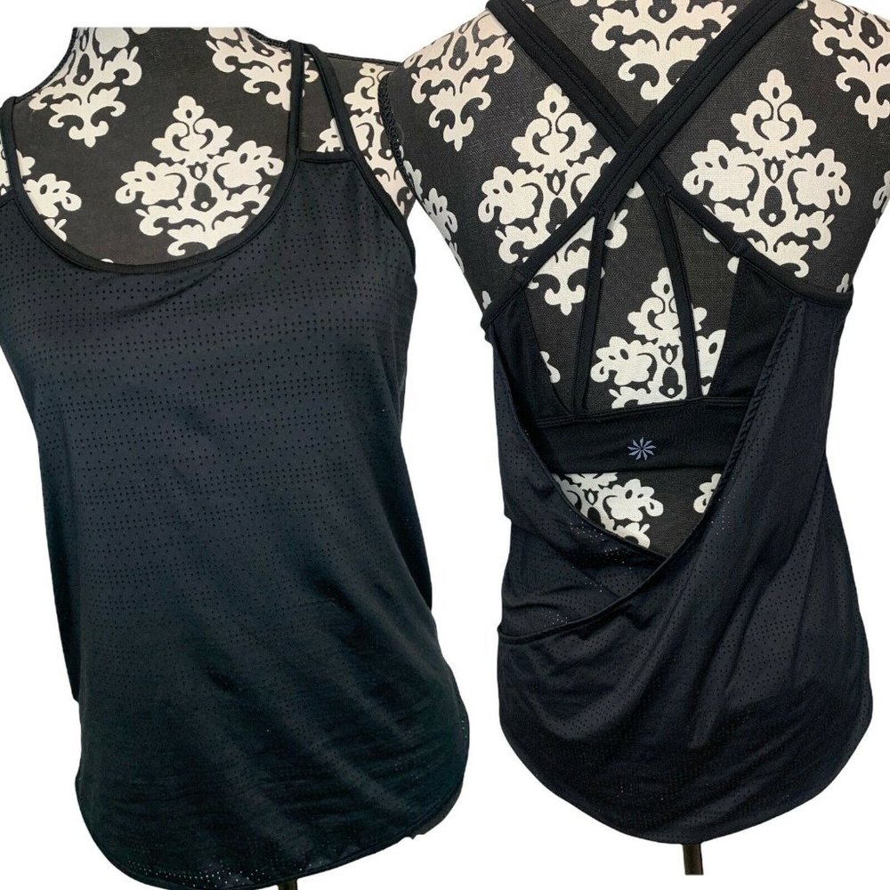 Athleta full Force tank top Mesh Strappy Back Built In Bra Size S